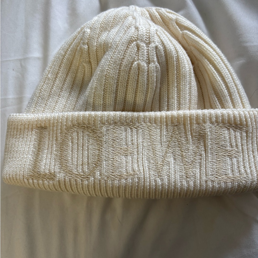 Loewe Ivory Ribbed Knit Hat - Picture 1 of 5